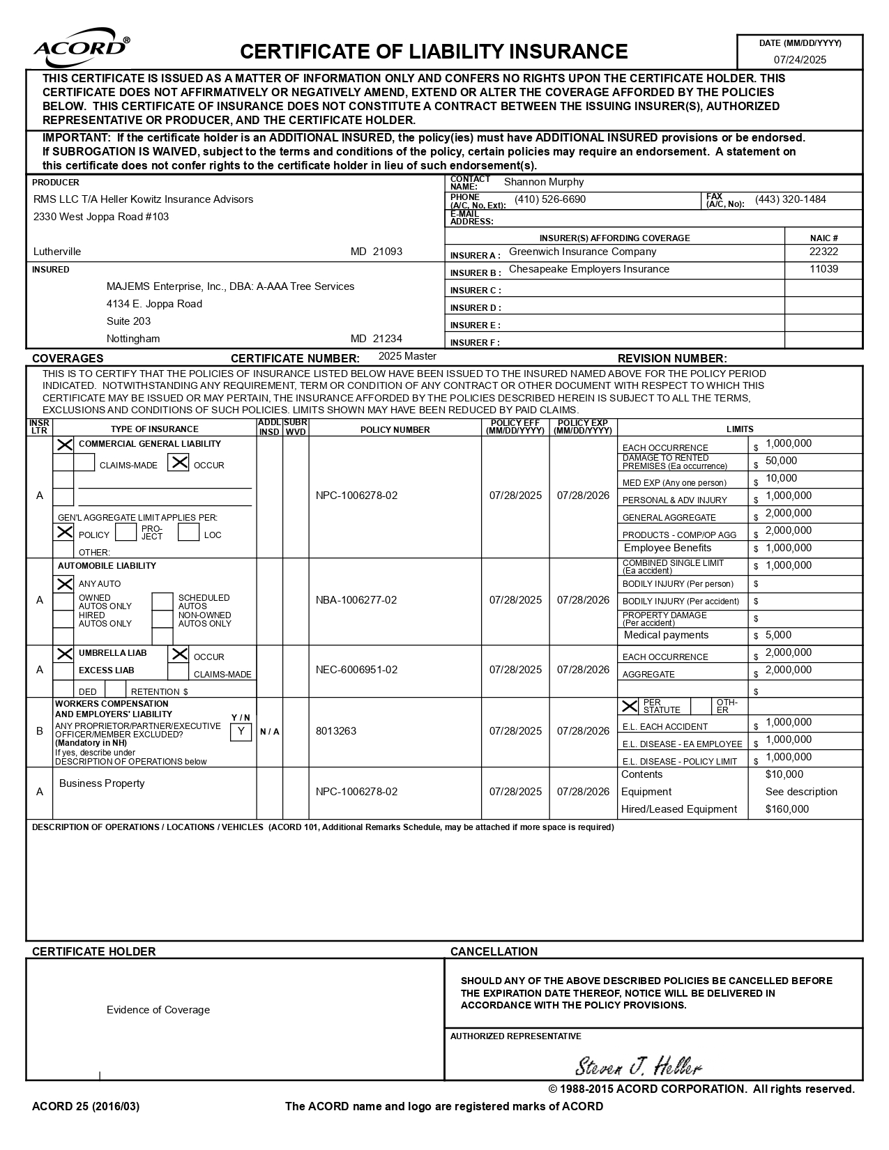 A-AAA_Evidence of Coverage_COI_July 28 2025 - July 28 2026_page-0001